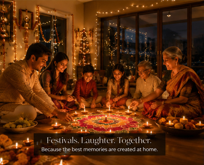 A family celebrating a festival together